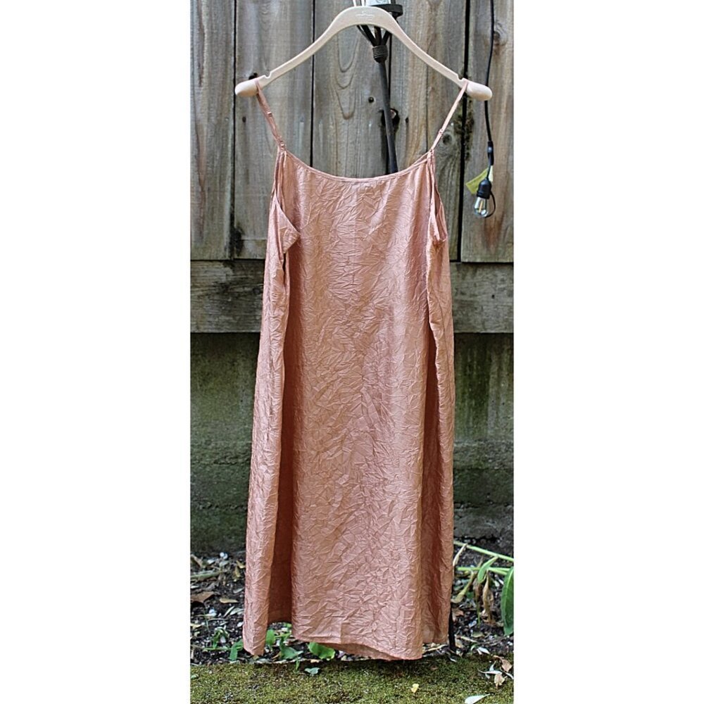 New w/Tags - Eileen Fisher Lightweight Crushed Silk Cami Slipdress, Toffee, Lrg - Picture 13 of 13